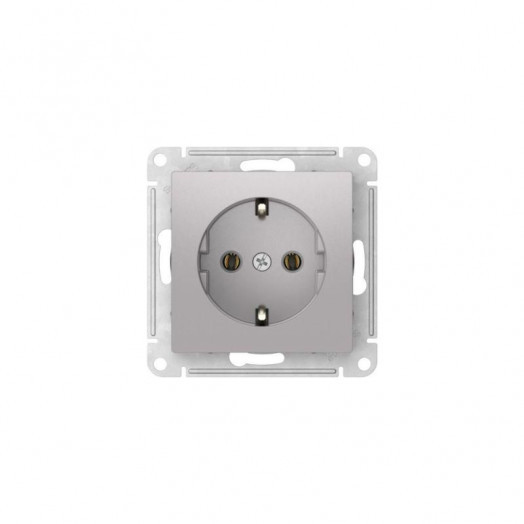 Розетка AtlasDesign 16А с заземл. быстрозажим. клем. механизм алюм. SE ATN000343S