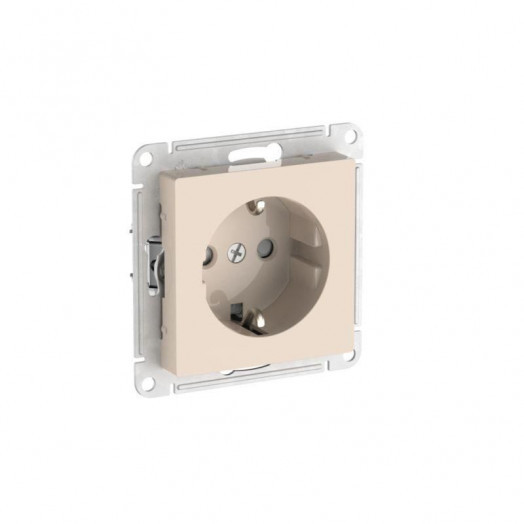Розетка AtlasDesign 16А с заземл. защ. шторки быстрозажим. клем. механизм беж. SE ATN000245S