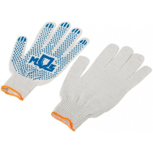 Перчатки вязаные (4 нити) 10 класс вязки х/б с ПВХ 12484