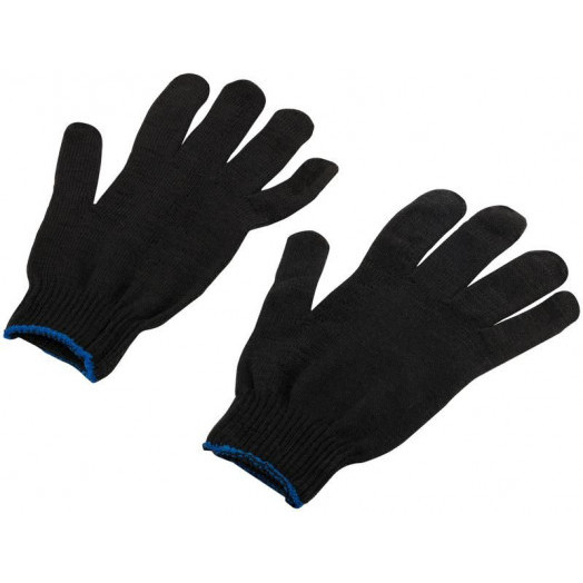 Перчатки вязаные упрочненные (5 нитей) х/б черн. 12496