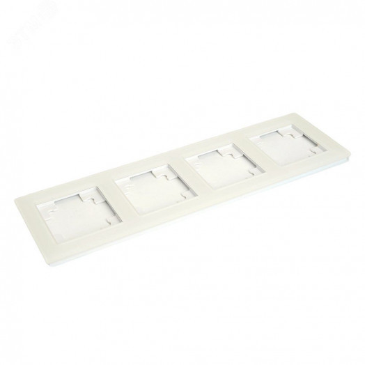 Рамка четырехместная стекло серия Катрин белый матовый STEKKER