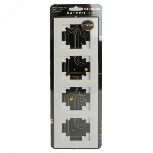 Рамка четырехместная стекло серия Катрин белый матовый STEKKER