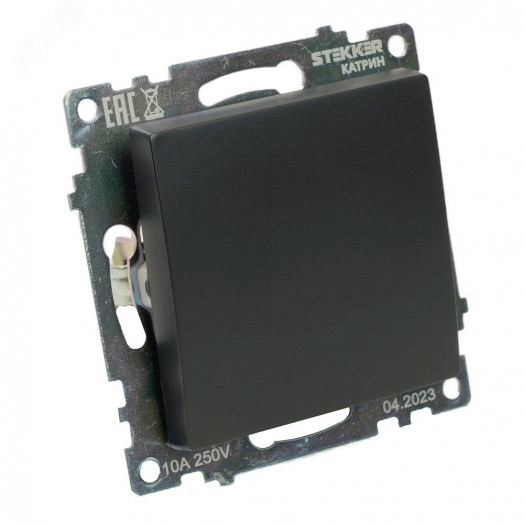 Переключатель перекрестный одноклавишный (механизм) 250В 10А серия Катрин черный STEKKER