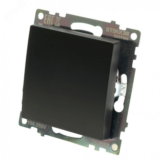 Переключатель перекрестный одноклавишный (механизм) 250В 10А серия Катрин черный STEKKER