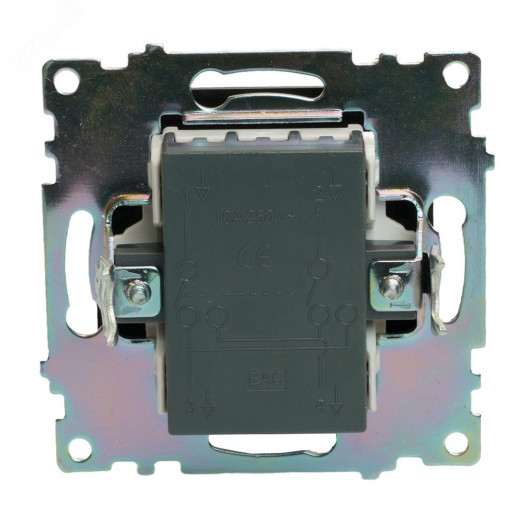 Переключатель перекрестный одноклавишный (механизм) 250В 10А серия Катрин черный STEKKER