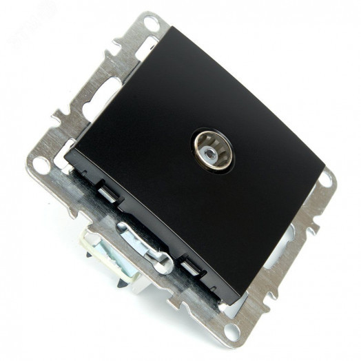 Розетка телевизионная одноместная 75 Ом 5-862МГц (механизм) серия Эрна черный STEKKER