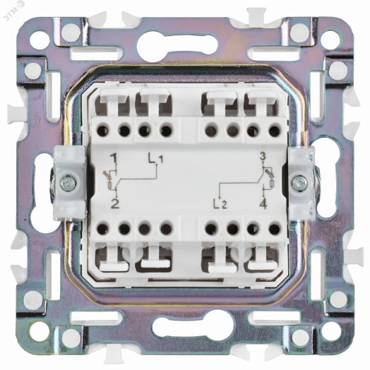 SKANDY Выключатель 2-клавишный с индикацией для отелей 10А SK-V16W арктический белый IEK