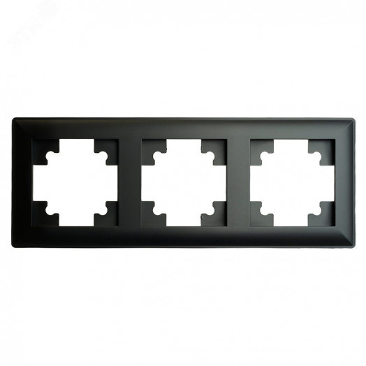 Рамка трехместная пластик серия Катрин черный STEKKER