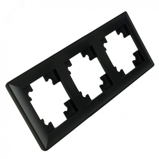 Рамка трехместная пластик серия Катрин черный STEKKER