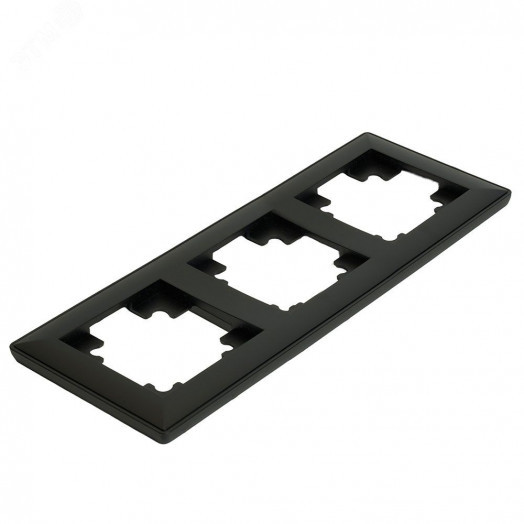 Рамка трехместная пластик серия Катрин черный STEKKER