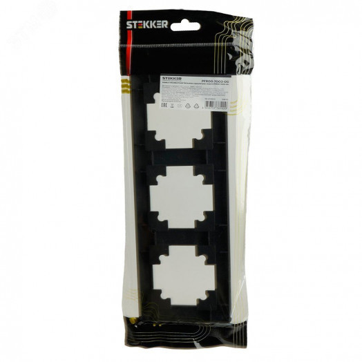 Рамка трехместная пластик серия Катрин черный STEKKER