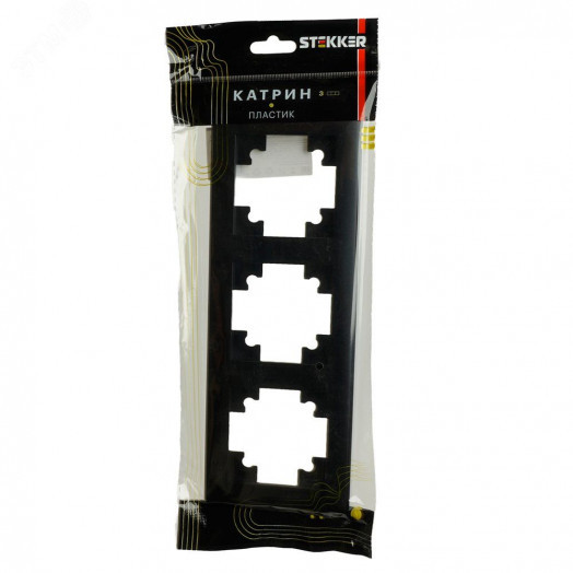 Рамка трехместная пластик серия Катрин черный STEKKER