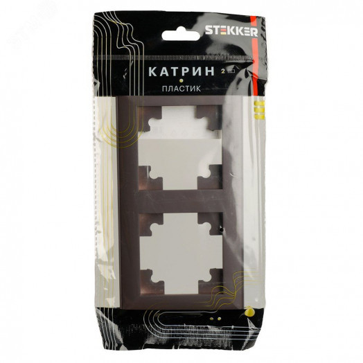 Рамка двухместная пластик серия Катрин шоколад STEKKER