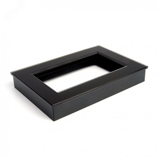 Рамка двухместная (без перемычки) стекло Катрин черный матовый