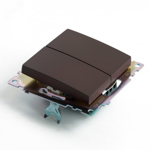 Переключатель двухклавишный (механизм) серия Катрин шоколад STEKKER