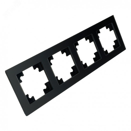 Рамка четырехместная стекло серия Катрин черный матовый STEKKER