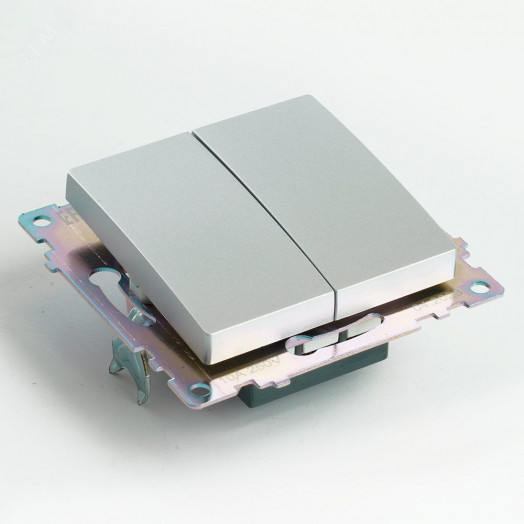 Выключатель двухклавишный (механизм) серия Катрин серебро STEKKER