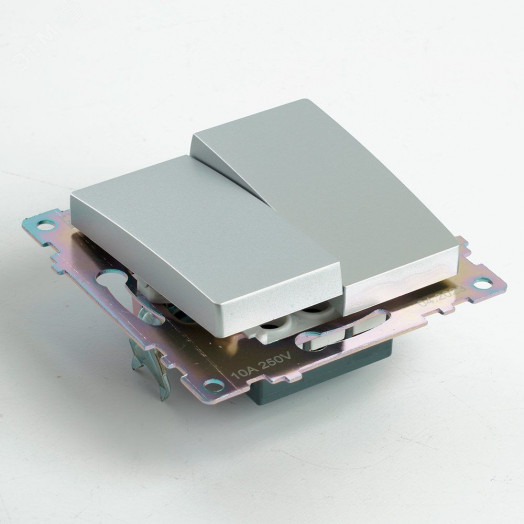 Выключатель двухклавишный (механизм) серия Катрин серебро STEKKER