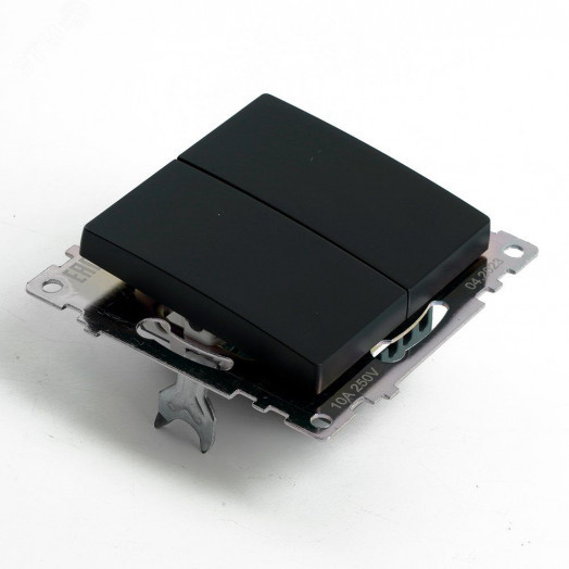 Переключатель двухклавишный (механизм) серия Катрин черный STEKKER