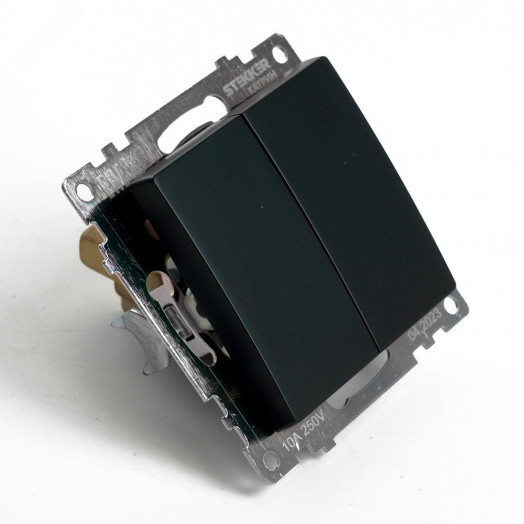 Переключатель двухклавишный (механизм) серия Катрин черный STEKKER