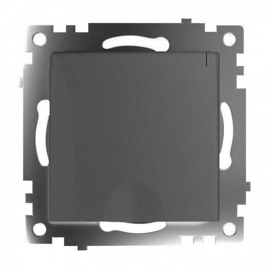 Розетка одноместная с/з с крышкой серия Катрин графит STEKKER