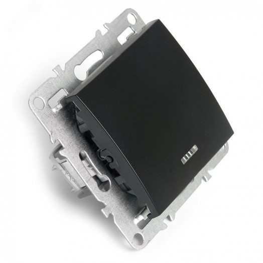 Выключатель одноклавишный c индикатором (механизм) серия Эрна черный STEKKER