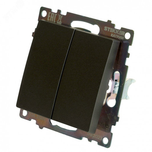 Переключатель двухклавишный (механизм) серия Катрин графит STEKKER