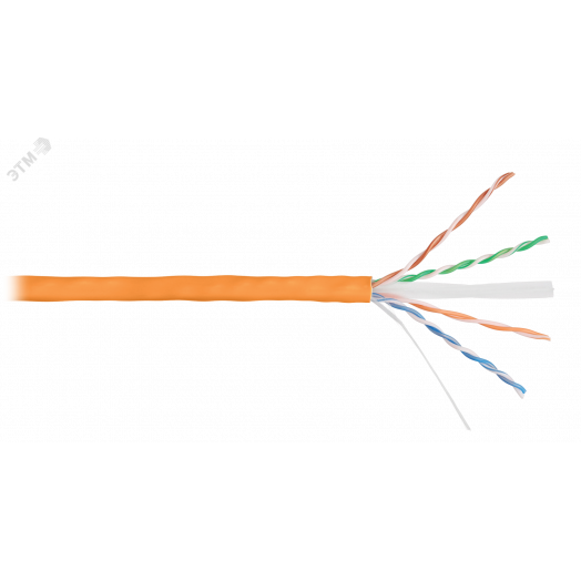 Витая пара U/UTP 4 пары Кат 6 solid BC (0.57мм) IN LSZH нг(А)-HFLTx оранжевый 305м