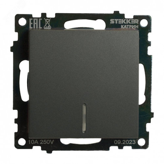 Выключатель одноклавишный c индикатором (механизм) серия Катрин графит STEKKER