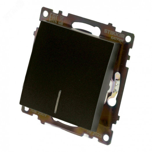 Выключатель одноклавишный c индикатором (механизм) серия Катрин графит STEKKER