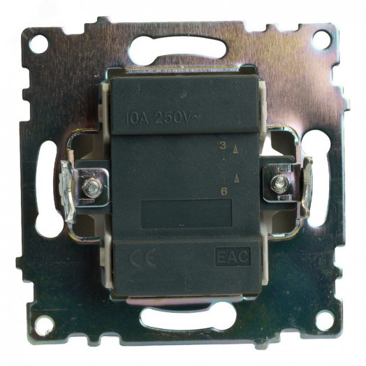 Выключатель одноклавишный c индикатором (механизм) серия Катрин графит STEKKER