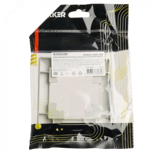 Рамка одноместная пластик серия Катрин белый STEKKER