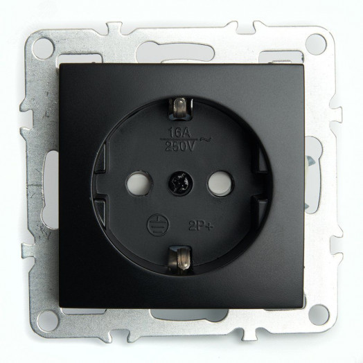 Розетка одноместная с/з (механизм) 250В 16А серия Эрна черный STEKKER