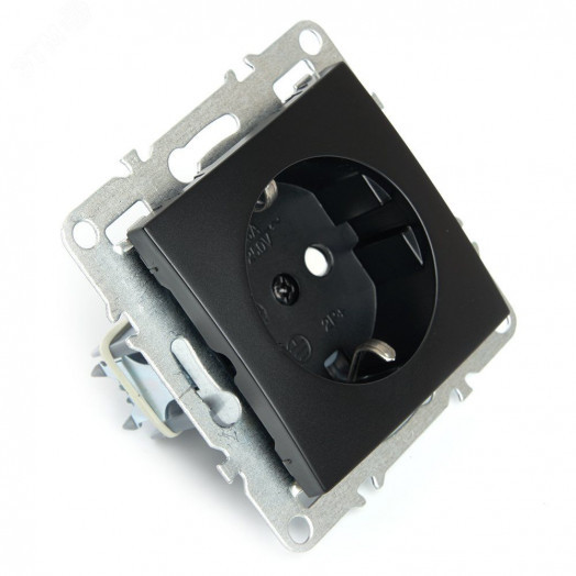 Розетка одноместная с/з (механизм) 250В 16А серия Эрна черный STEKKER