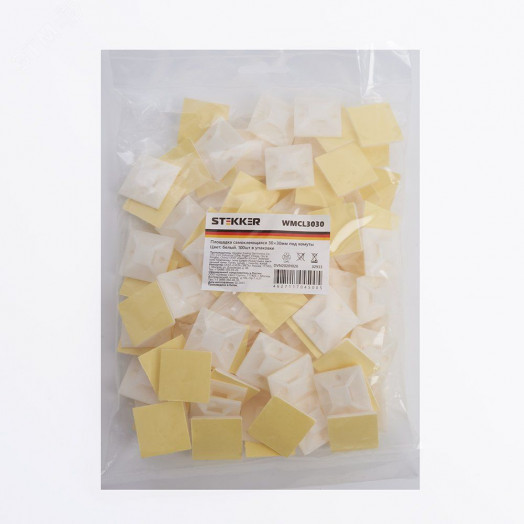 Площадка самоклеющаяся 30x30 мм, под хомуты, белый,