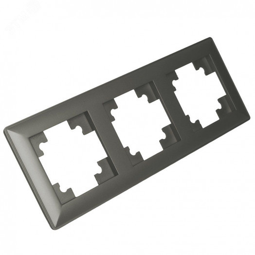 Рамка трехместная пластик серия Катрин графит STEKKER