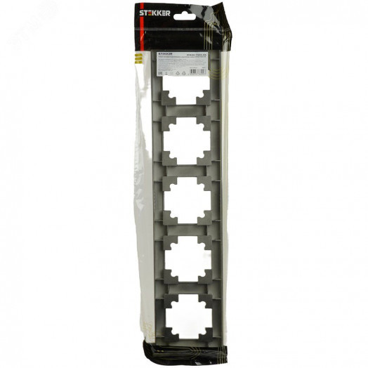 Рамка пятиместная пластик серия Катрин графит STEKKER