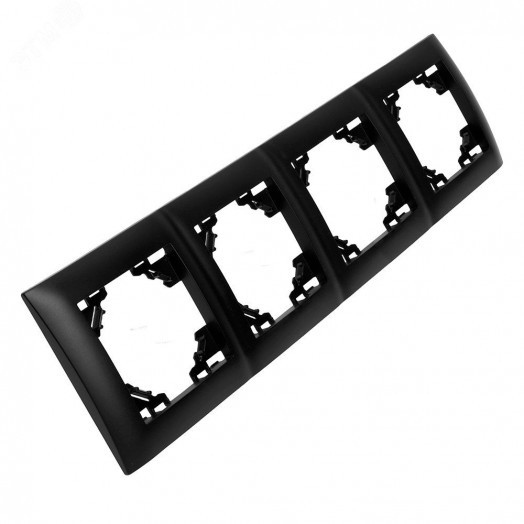 Рамка четырехместная горизонтальная серия Эрна Элегант черный STEKKER