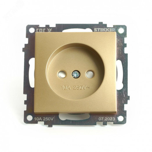 Розетка одноместная б/з (механизм) 250В 10А серия Катрин золото STEKKER