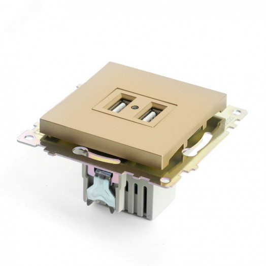 Розетка двухместная USB (механизм) 250В 2,1А серия Катрин золото STEKKER