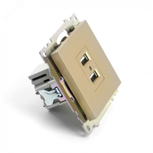 Розетка двухместная USB (механизм) 250В 2,1А серия Катрин золото STEKKER