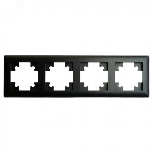 Рамка четырехместная пластик серия Катрин черный STEKKER