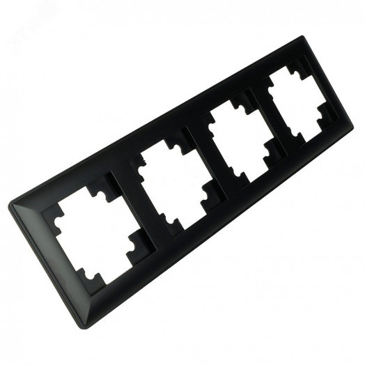 Рамка четырехместная пластик серия Катрин черный STEKKER