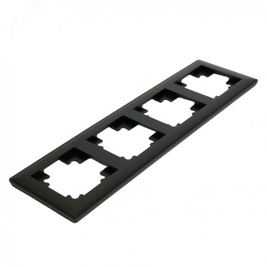 Рамка четырехместная пластик серия Катрин черный STEKKER