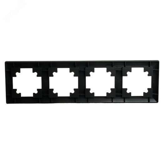 Рамка четырехместная пластик серия Катрин черный STEKKER