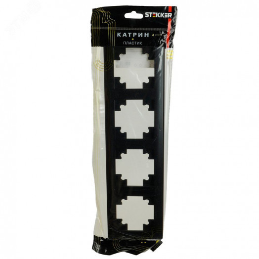 Рамка четырехместная пластик серия Катрин черный STEKKER