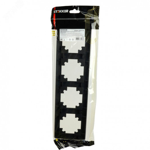 Рамка четырехместная пластик серия Катрин черный STEKKER