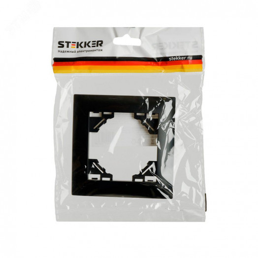 Рамка одноместная горизонтальная серия Эрна Элегант черный STEKKER