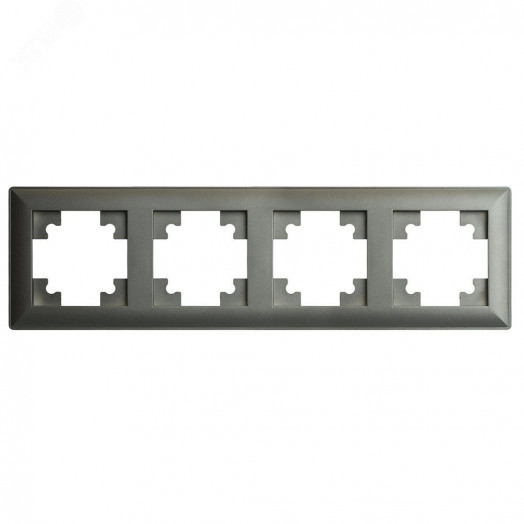 Рамка четырехместная пластик серия Катрин графит STEKKER