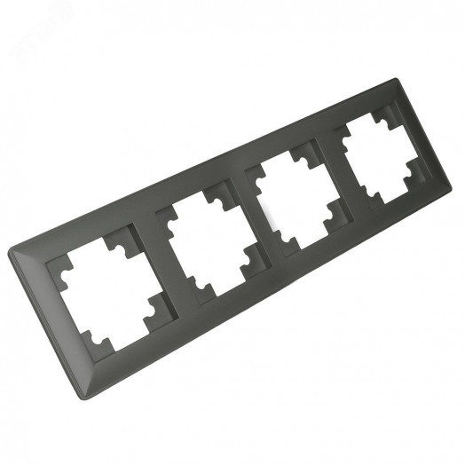 Рамка четырехместная пластик серия Катрин графит STEKKER